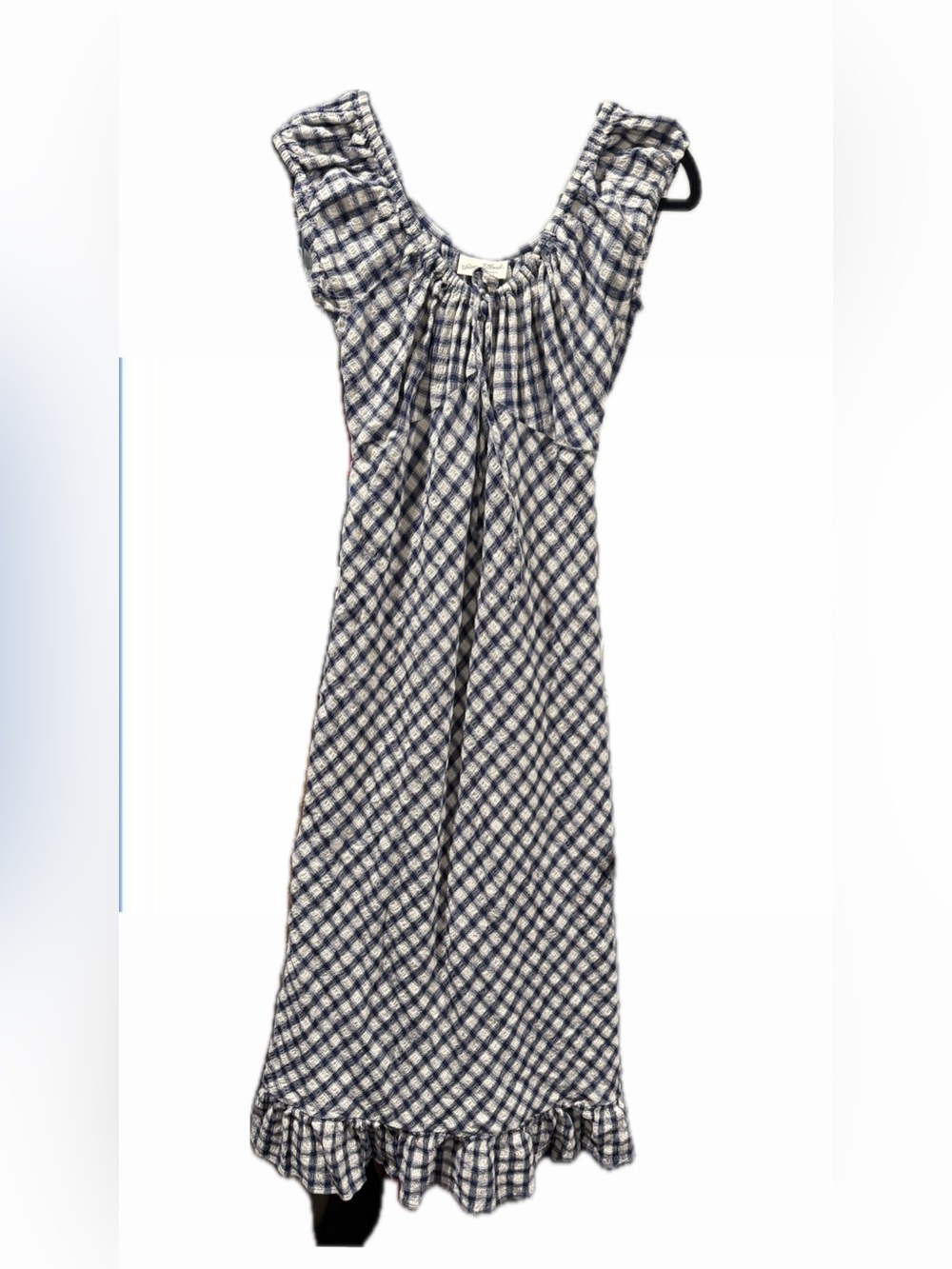 Universal Thread Navy and White Gingham Maxi Dress with Ruffle Hem